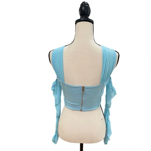 Sheer Sleeve Cold Shoulder Corset Top - Picture 2 of 2